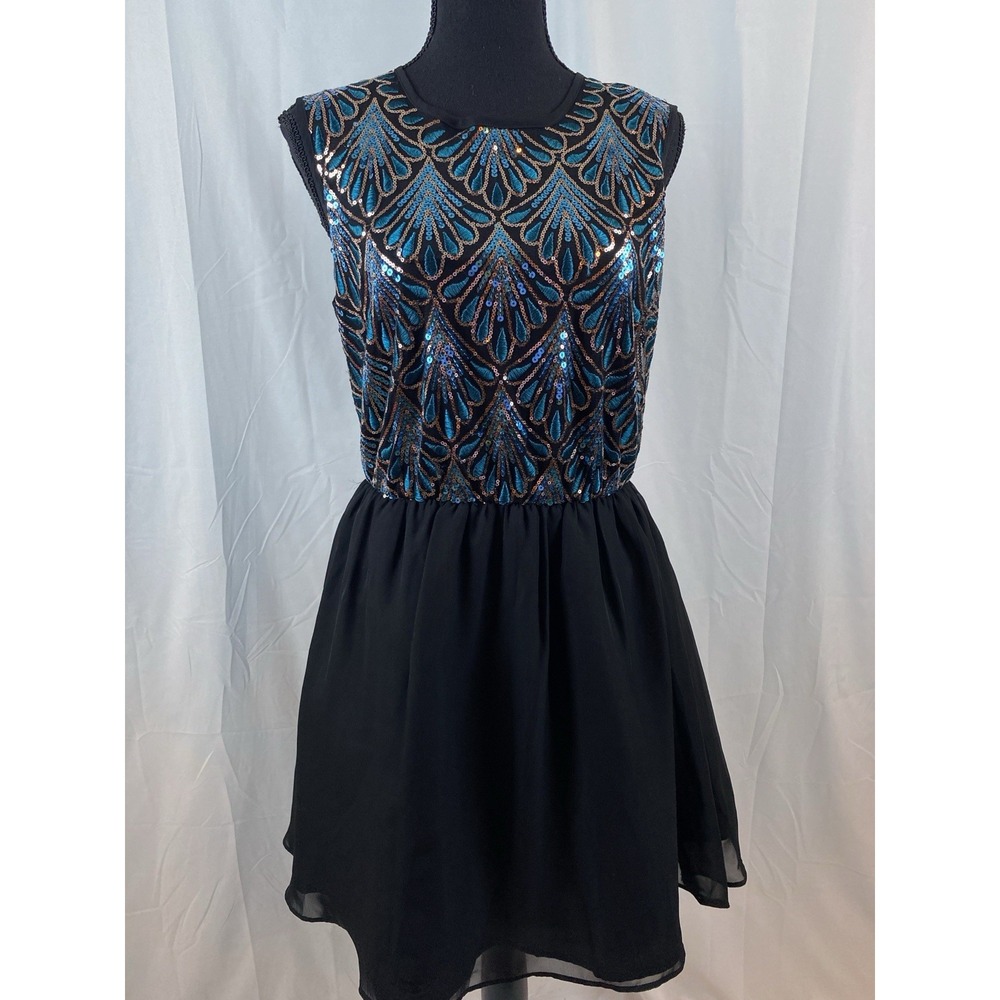 Love‎ Reign Juniors Size 11 Black Sequin Bodice Fit N Flare Mini Dress